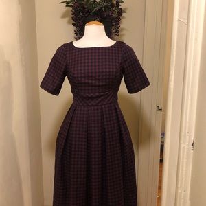 Modcloth Retro Plaid Pleated Dress-No belt